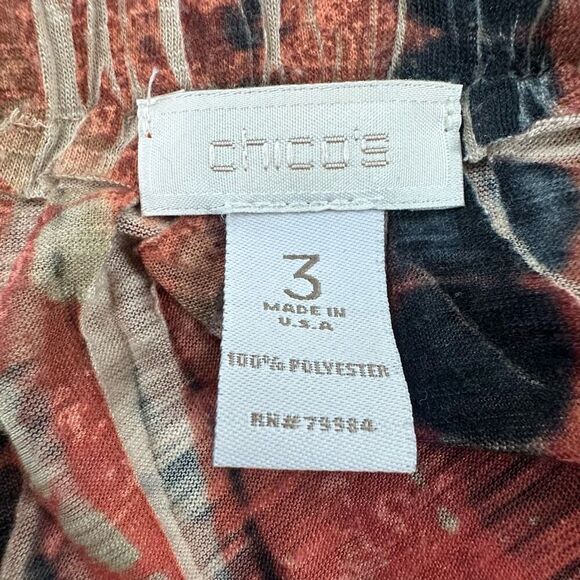 Chicos XL Open Front Lightweight Layering Sweater Red Orange TieDye Hippie Artsy - Picture 3 of 8